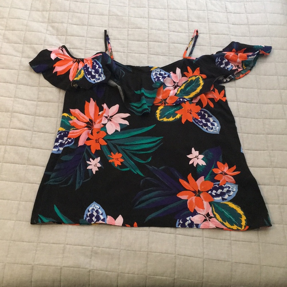 OLD NAVY floral cold shoulder tank